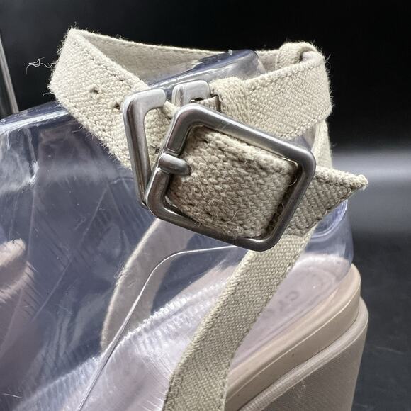 Crocs Sandals Womens 8 Leigh II Beige Strappy Wedge Platform Shoes - Picture 9 of 12